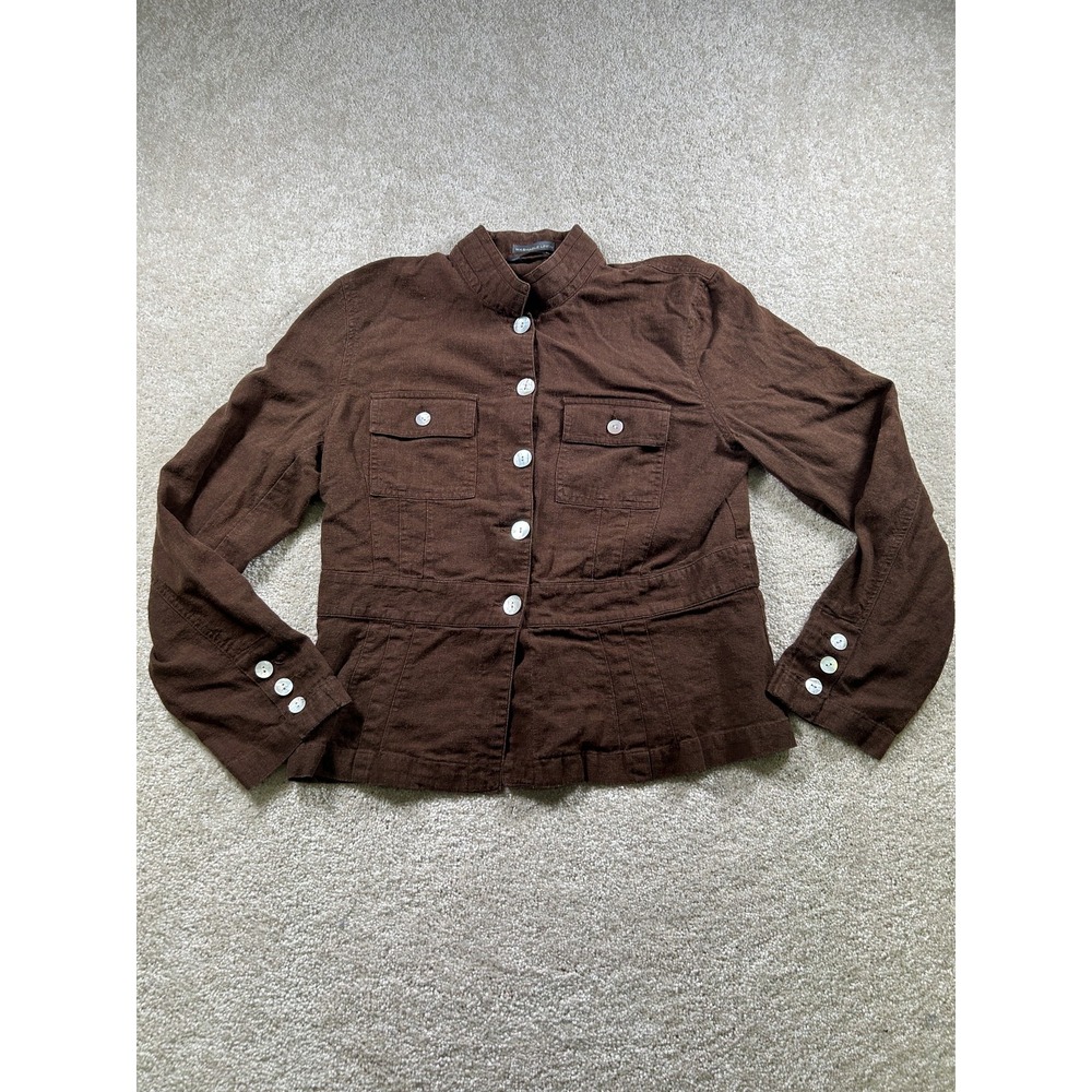 Van Heusen Jacket Womens Medium Linen Button Front Utility Pockets‎ Washable